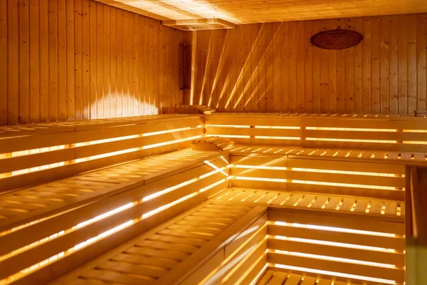 Light Shining Wooden Boards Sauna Health Wellness Center — Stock Photo, Image