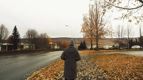 Ένας Άντρας Που Περπατούσε Στην Ισλανδία Φθινόπωρο — Φωτογραφία Αρχείου