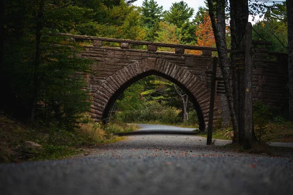 Obloukový Kamenný Most Národním Parku Acadia Podzim — Stock fotografie