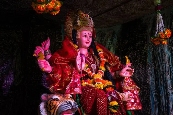 Krásný Idol Maa Durga Uctíván Mandálu Bombaji Pro Navratri — Stock fotografie