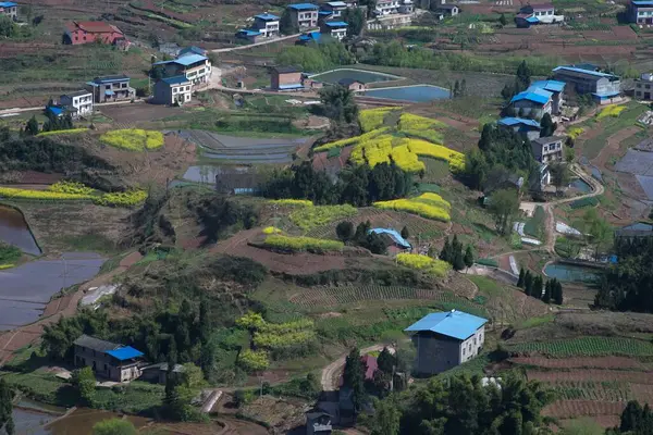 Luftaufnahme Eines Dorfes Auf Dem Land — Stockfoto