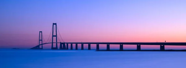 Storebaelt Bridge Denmark Sunset — Stock Photo, Image