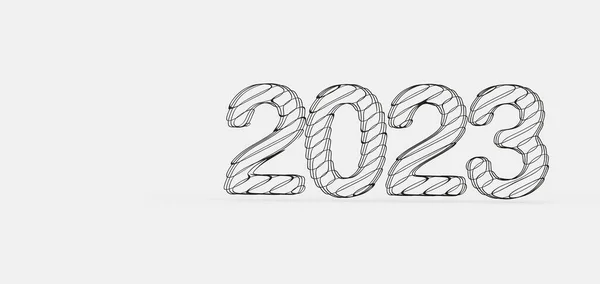 Illustration Året 2023 Bildas Metallfjädrar Isolerad Tom Vit Bakgrund — Stockfoto