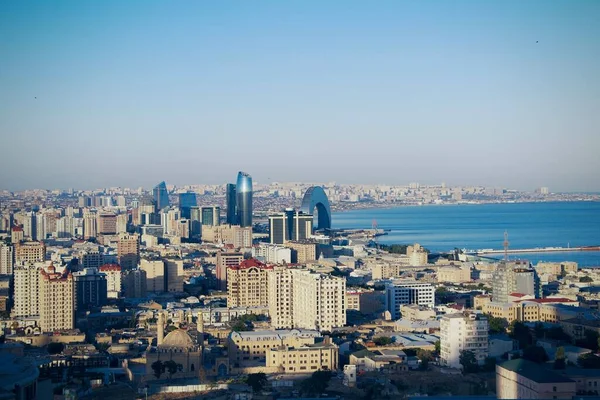 Αεροφωτογραφία Των Σύγχρονων Κτιρίων Μπακού Αζερμπαϊτζάν — Φωτογραφία Αρχείου