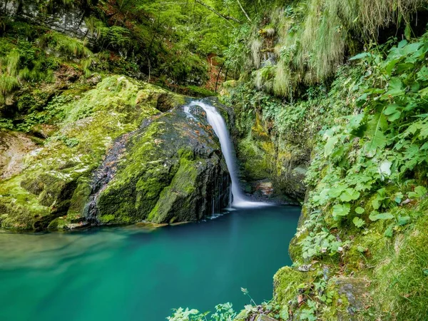 Een Lange Opname Van Prachtige Waterval Zeleni Vir Kroatië Met — Stockfoto
