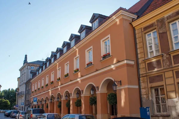 Nahaufnahme Der Fassade Historischer Gebäude Warschau Polen — Stockfoto