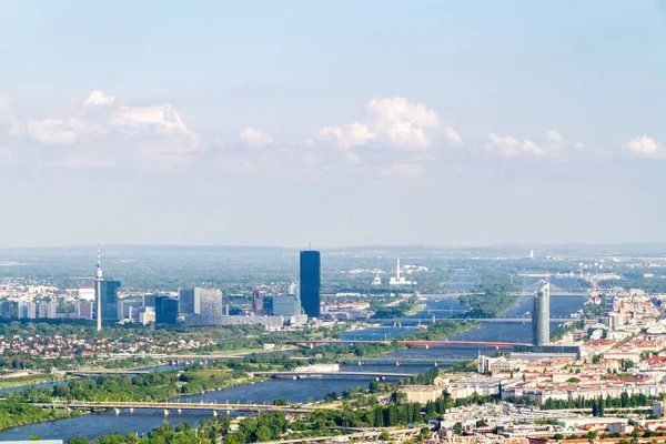 Вид Дунай Город Вена Австрия — стоковое фото