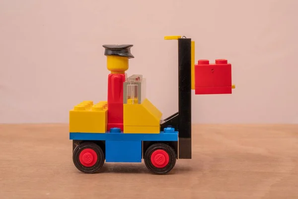 Modelo Brinquedo Caminhão Empilhadeira Lego 1975 Vintage — Fotografia de Stock