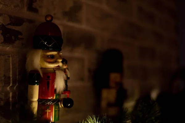 Close Enfeite Natal Quebra Nozes Parede Uma Casa — Fotografia de Stock