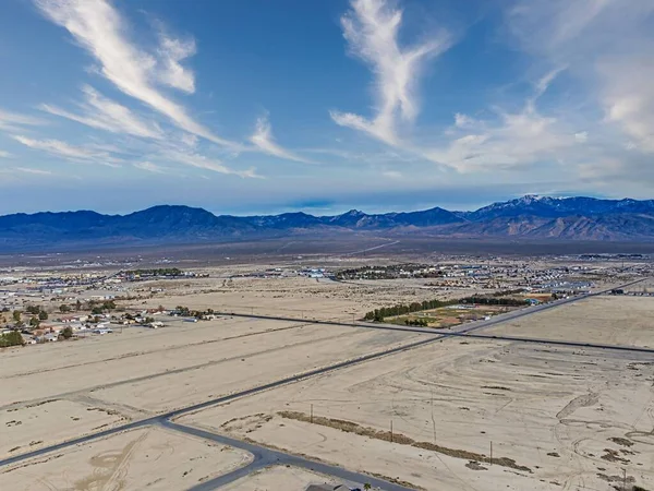 Aerial Scene Pahrump Nevada Desert Mountains Mount Charleston Blue Sky — Stock Photo, Image