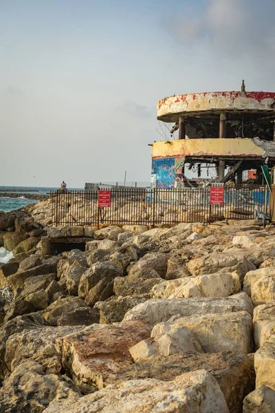 Plan Vertical Vieux Club Musique Bombardé Abandonné Tel Aviv Israël — Photo