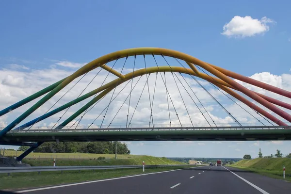 Pont Coloré Sur Une Route Varsovie Pologne — Photo