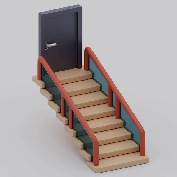 3D渲染楼梯和门完美的设计项目 — 图库照片