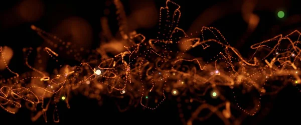 Візуалізований Фон Абстрактної Цифрової Хвилі Помаранчевих Частинок Чорному Тлі — стокове фото