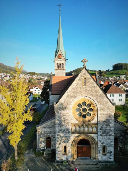Una Vista Cerca Una Hermosa Iglesia San Sebastián Wettingen — Foto de Stock