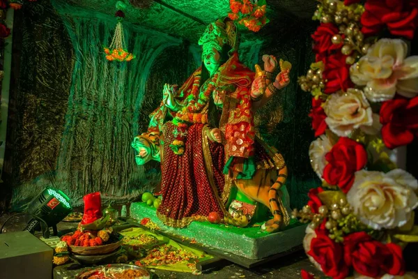 Das Schöne Idol Von Maa Durga Wurde Bei Einem Mandal — Stockfoto