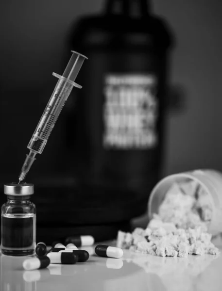Powder Scoop Pills Syringe Needle — Stock Photo, Image