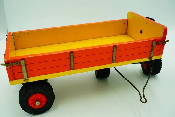 High Angle Shot Small Toy Truck Trunk Isolated Empty White — Stock Photo, Image