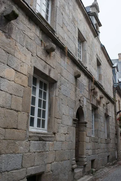 Vertikal Närbild Stenmurarna Gammal Byggnad Saint Pol Leon Franska Bretagne — Stockfoto