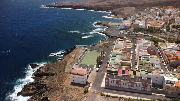 Drone Jaca Cidade Com Vista Para Mar Tenerife Ilhas Canárias — Fotografia de Stock