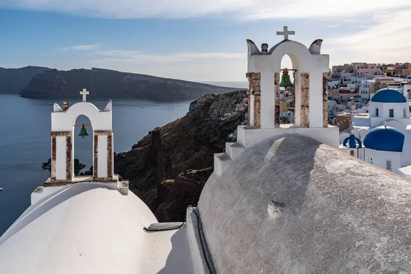 Piękny Widok Wioskę Oia Jednego Najbardziej Malowniczych Punktów Widokowych Santorini — Zdjęcie stockowe