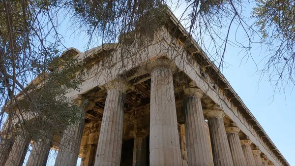 Närbild Hephaestus Tempel Aten Grekland — Stockfoto