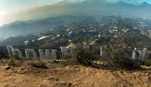 Uma Visão Por Trás Sinal Hollywood Hollywood Califórnia Eua — Fotografia de Stock