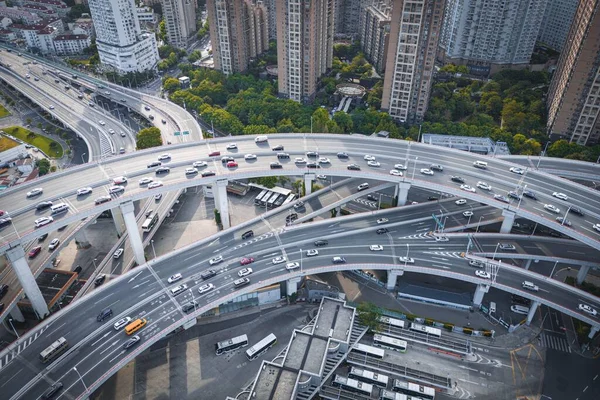 Traffic Nanpu Bridge Shanghai China Aerial — Stock Photo, Image