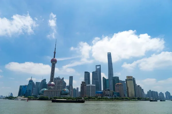 Lujiazui Skyline Huangpu River Shanghai China — Stock Photo, Image