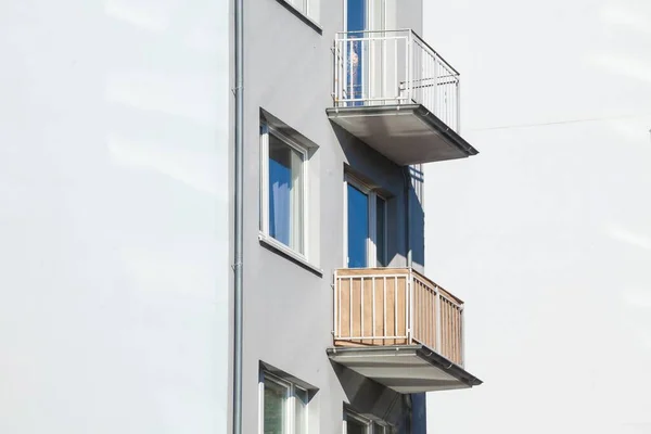 Balconies White Monotone Moderno Edificio Apartamentos Bremen Alemania — Foto de Stock