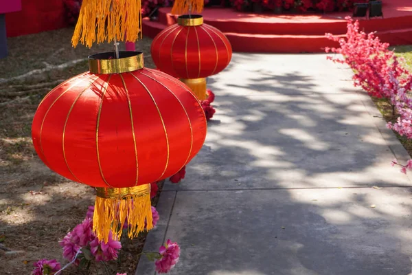 Çin Yeni Yıl Kutlamaları Sırasında Bir Parkı Süsleyen Güzel Kırmızı — Stok fotoğraf