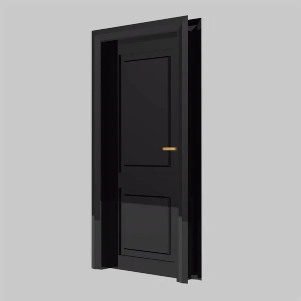Czarny Drewniane Wnętrze Zestaw Drzwi Ilustracja Różne Otwarte Zamknięte Odizolowane — Zdjęcie stockowe