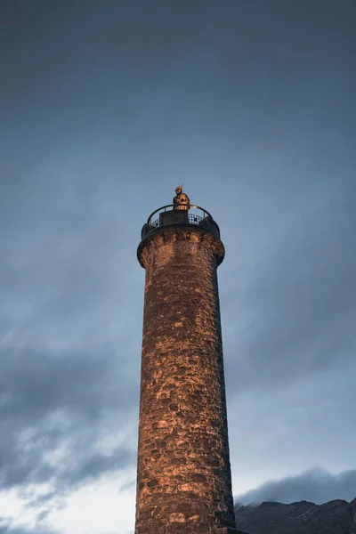 Tiro Vertical Monumento Com Fundo Céu Nublado Glenfinnan — Fotografia de Stock
