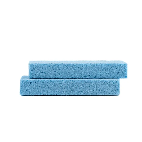 Two Hygienic Blue Pumice Foot Scrubbers Isolated White Background — Stock Photo, Image