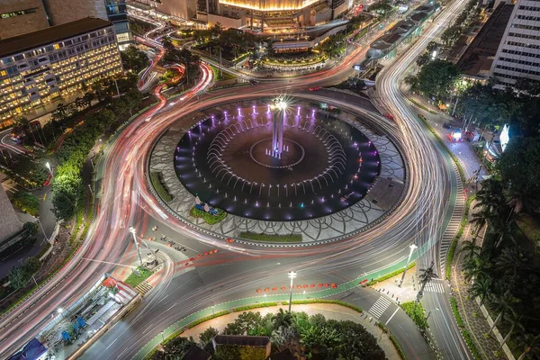 Een Luchtfoto Van Het Stadsgezicht Jakarta Omringd Door Gebouwen Met — Stockfoto