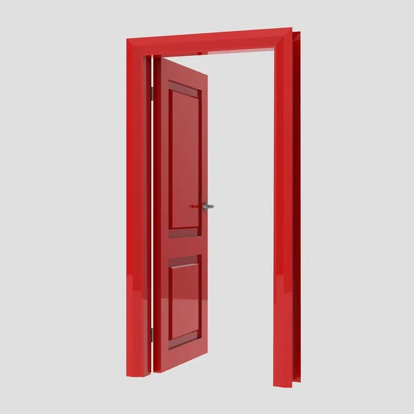 Rojo Madera Interior Puerta Ilustración Diverso Abierto Cerrado Conjunto Aislado —  Fotos de Stock