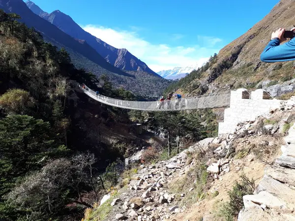 Everest Dağı Ndaki Asma Köprünün Yakın Çekim Görüntüsü — Stok fotoğraf