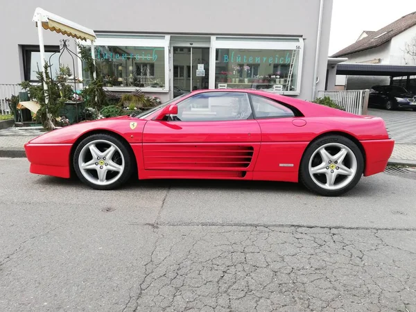 Red Ferrari Car Parked Street — Stock Photo, Image