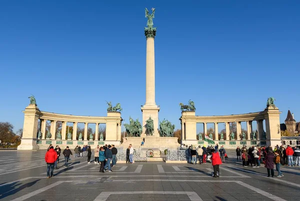 Der Überfüllte Heldenplatz Budapest Ungarn — Stockfoto