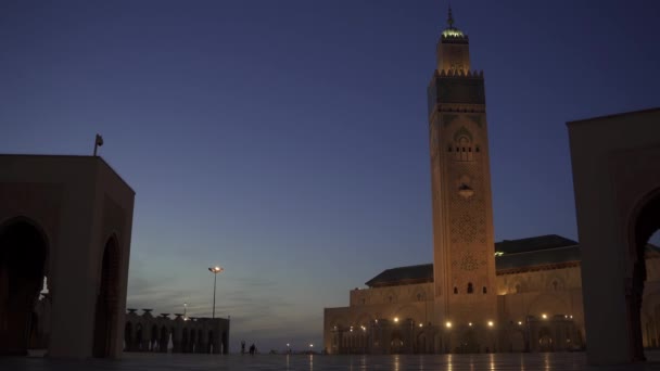 Mezquita Hassan Por Noche Casablanca Marruecos — Vídeo de stock