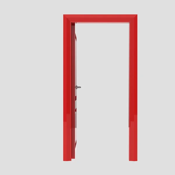 Κόκκινη Ξύλινη Εσωτερική Πόρτα Εικονογράφηση Διαφορετικά Ανοιχτό Κλειστό Σύνολο Απομονωμένο — Φωτογραφία Αρχείου