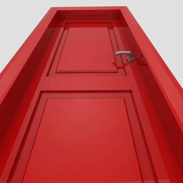 Rosso Interno Legno Porta Illustrazione Diverso Aperto Chiuso Insieme Isolato — Foto Stock