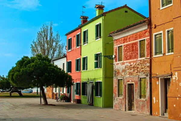 Beautiful Shot Colorful Traditional Residential Houses Venice — Stock Photo, Image