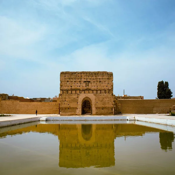 摩洛哥马拉喀什纪念碑的一部分 巴迪宫的美丽风景 — 图库照片