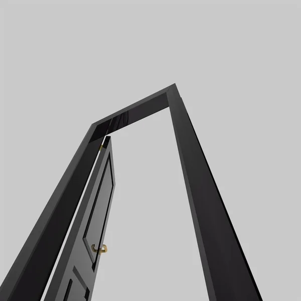 Schwarzes Holz Innentür Illustration Unterschiedlich Offen Geschlossen Isoliert Weißer Hintergrund — Stockfoto