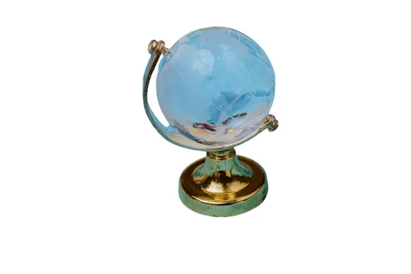 Petit Globe Verre Avec Réflexion Isloated Sur Fond Blanc — Photo