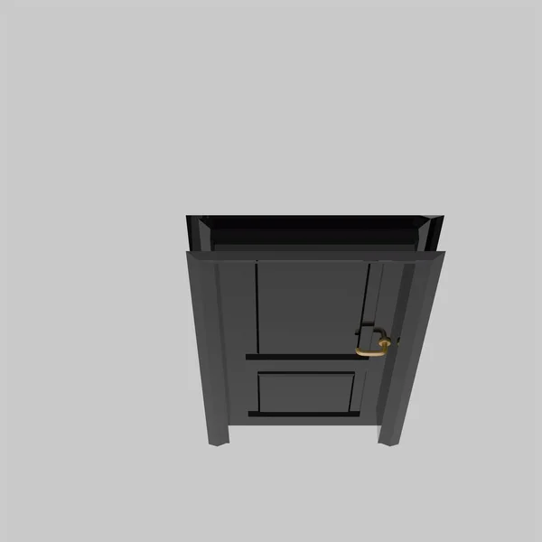 Negru Interior Din Lemn Set Ușă Ilustrare Diferite Deschis Izolat — Fotografie, imagine de stoc