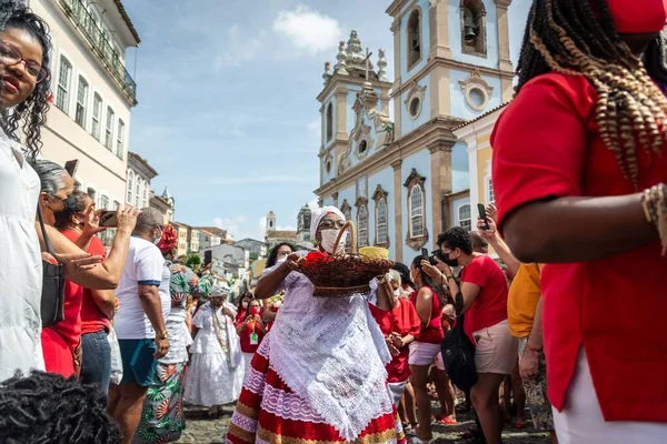 Salvador Bahia Brazil December 2022 Devout Catholics Santa Barbara Carry — Stock Photo, Image