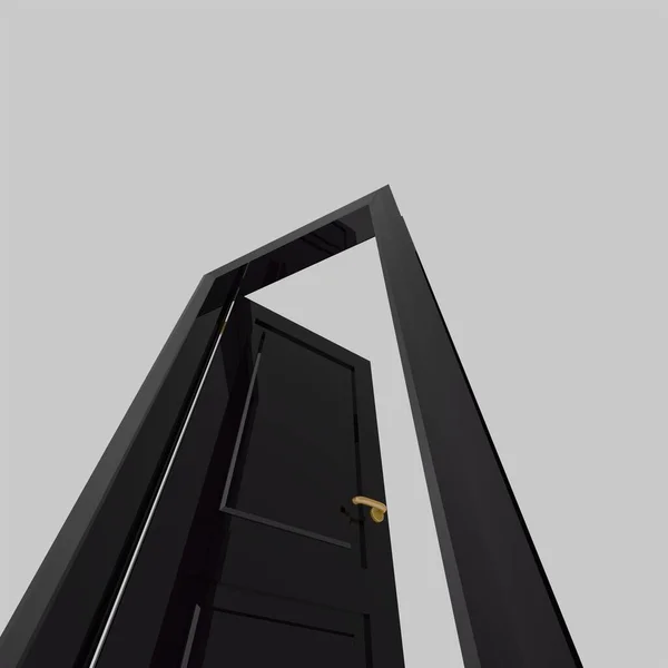 Μαύρο Ξύλινο Εσωτερικό Που Εικονογράφηση Πόρτα Διαφορετικές Ανοιχτό Κλειστό Απομονωμένο — Φωτογραφία Αρχείου