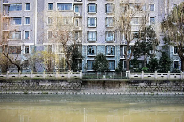 Város Csatorna Tavasszal Sanghajban Város Chi — Stock Fotó